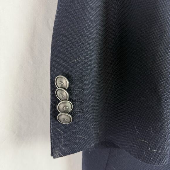 JOSEPH‎ ABBOUD 46R Suit Jacket Blazer Super 100 Blue Wool Modern Fit EUC - Picture 4 of 14